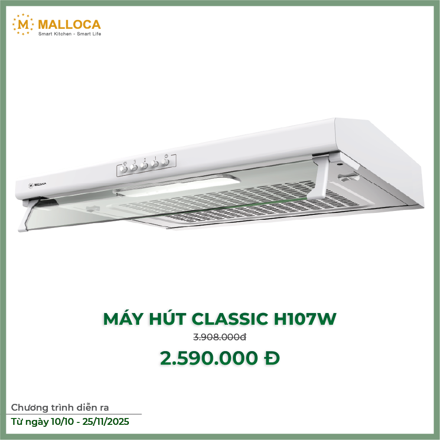 Máy hút khử mùi classic H107W
