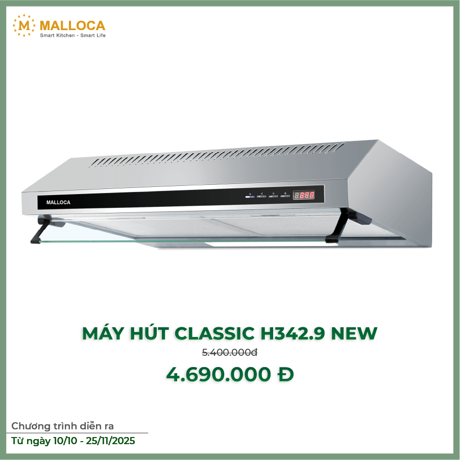 Máy hút khử mùi classic H342.9 NEW