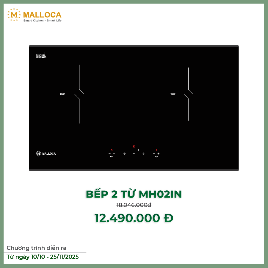 Bếp kính âm 2 từ MH-02I N