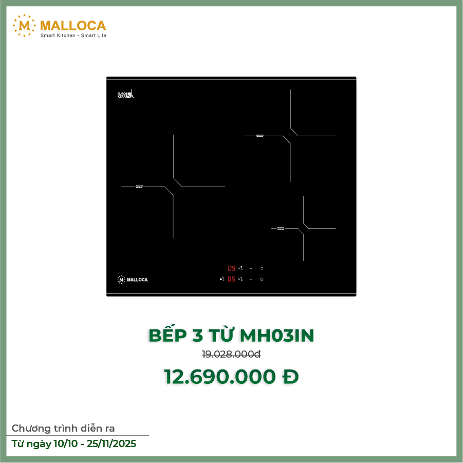 Bếp kính âm 3 từ MH-03I N