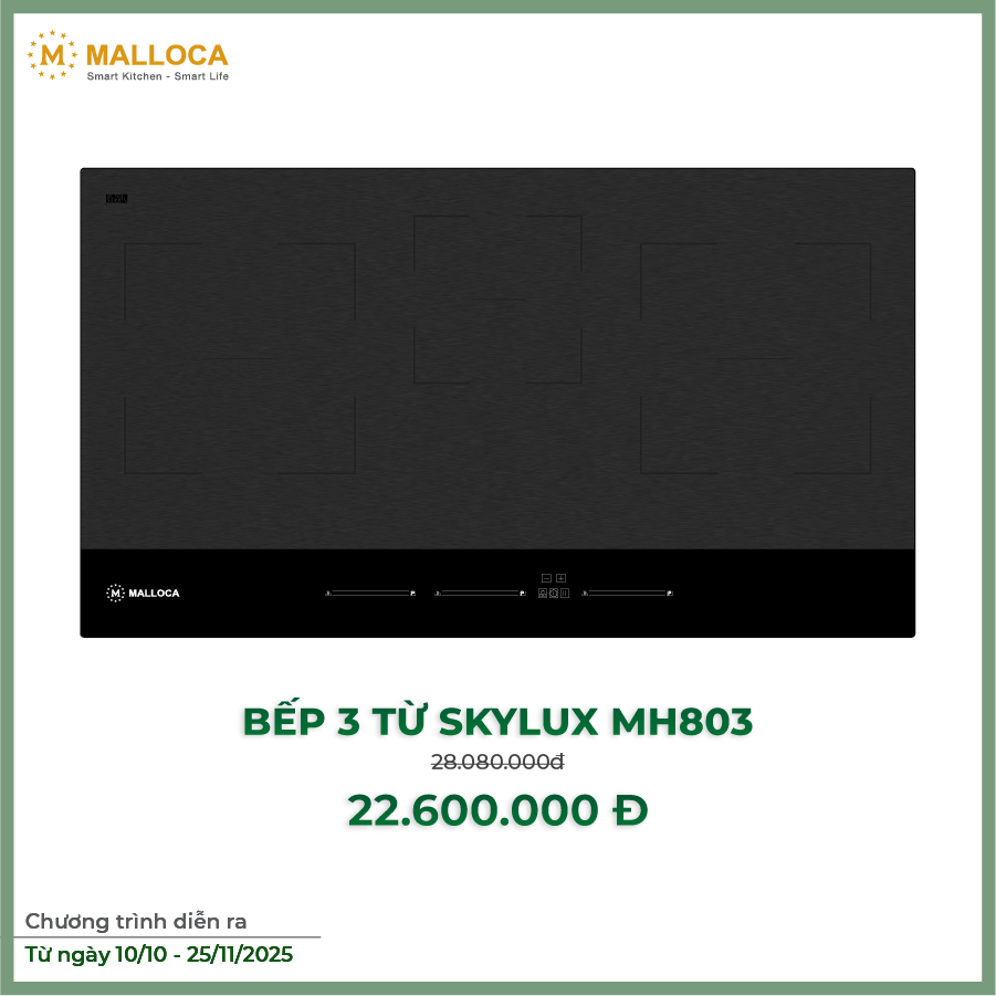 Bếp kính âm 3 từ Skylux MH-803