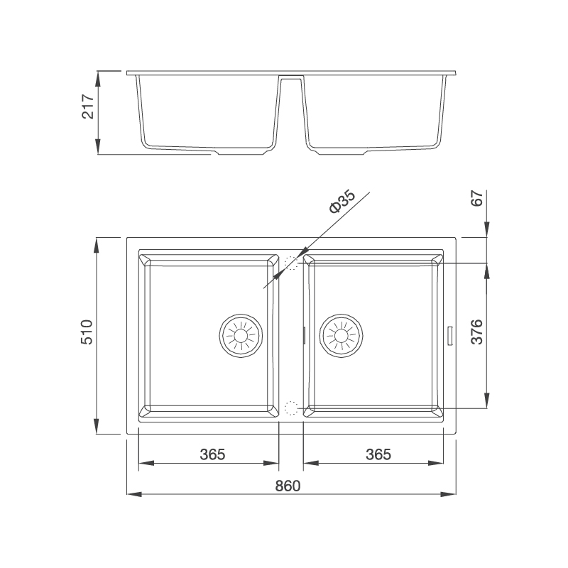 Chậu rửa đá Granite Nano Black K-45086