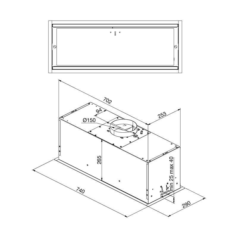 Máy hút khói khử mùi âm tủ Line Light K-750B