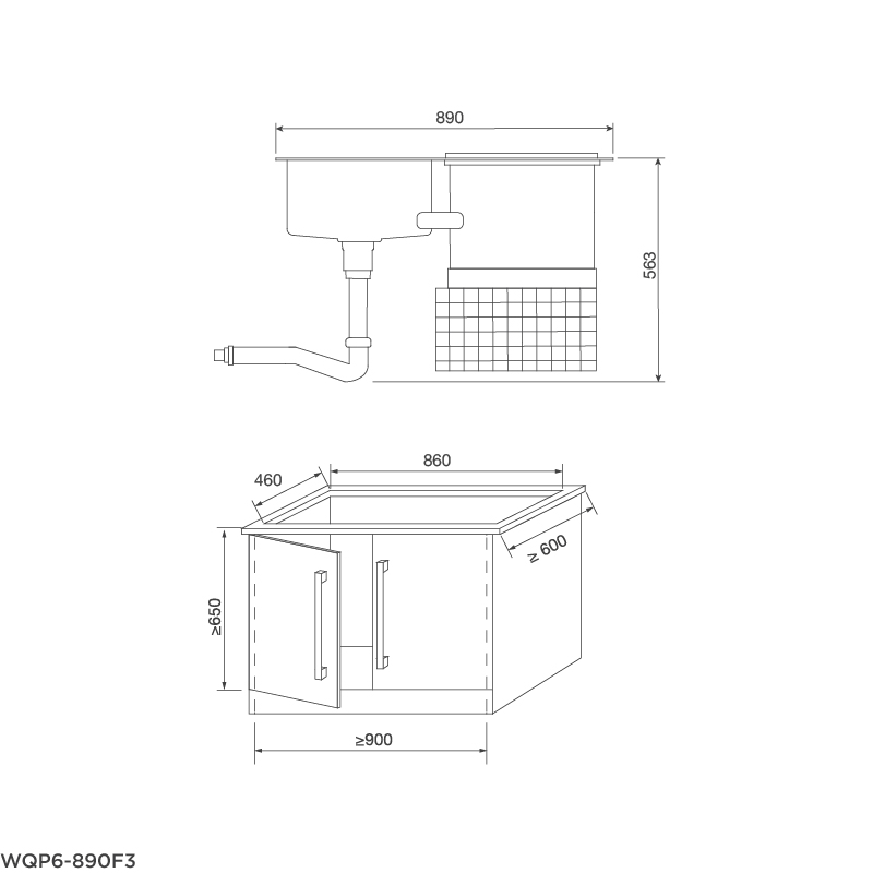 Máy rửa chén tích hợp WQP6-890F3