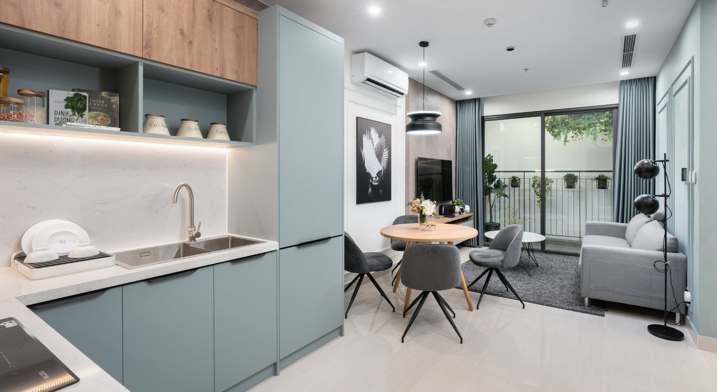 CĂN BẾP CĂN HỘ VINHOMES SMART CITY 1 PHÒNG NGỦ +1